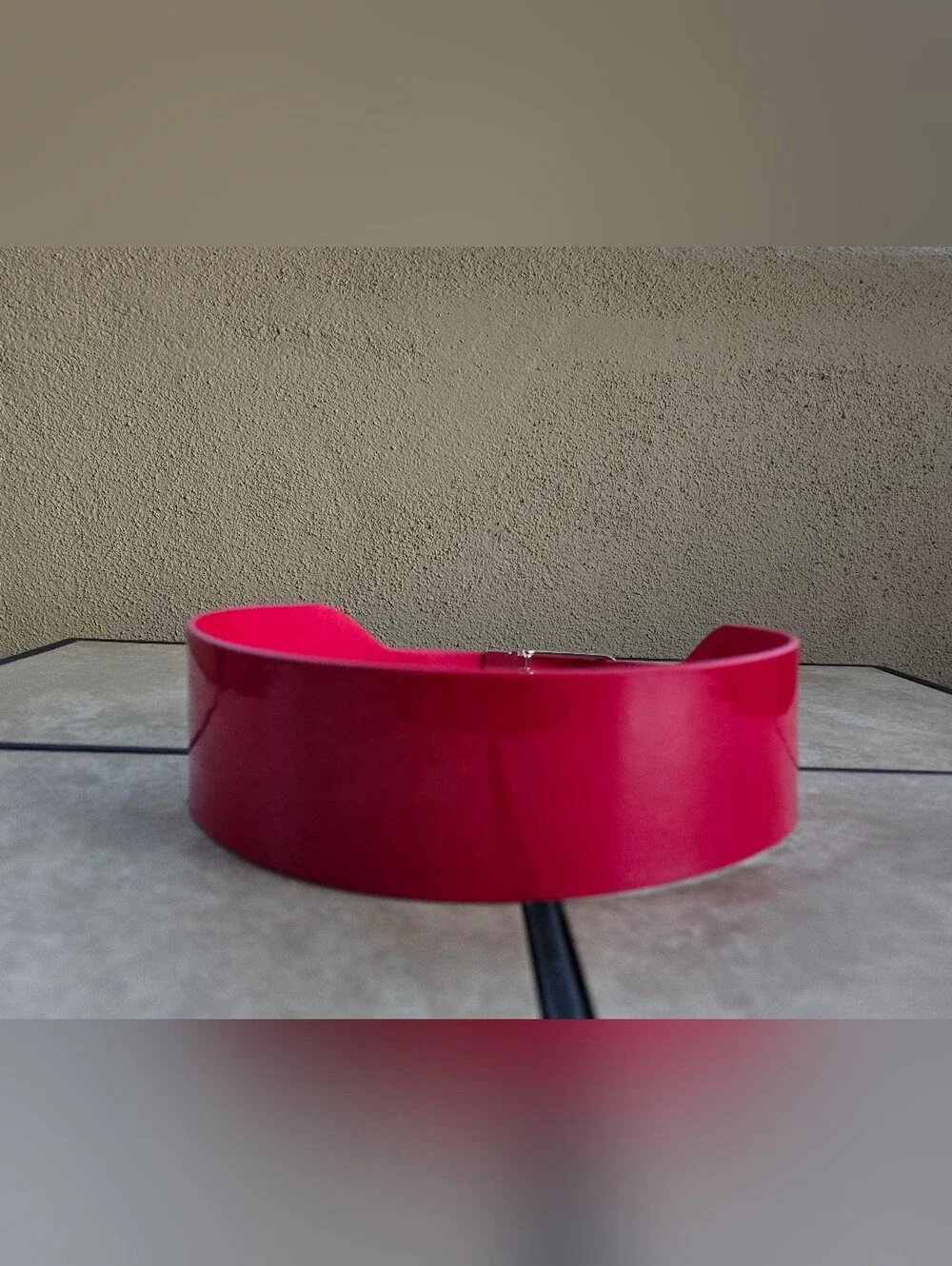 White House Black Market Vibrant Red REVERSIBLE Wide Belt With Goldtone Hardware